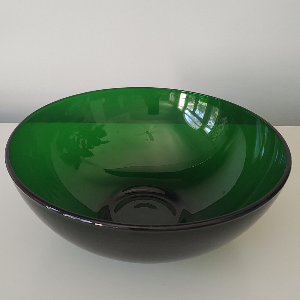 Vintage Anchor Hocking Forest Green Punch / Salad Bowl 10" - Picture 3 of 7